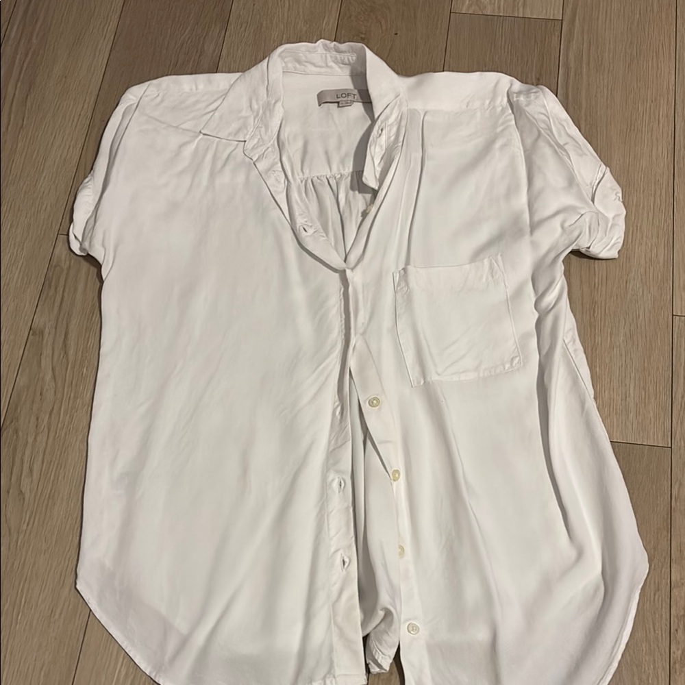 LOFT White Button-Up Shirt